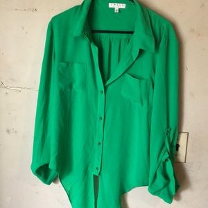Green women’s extra large silk long sleeve shirt